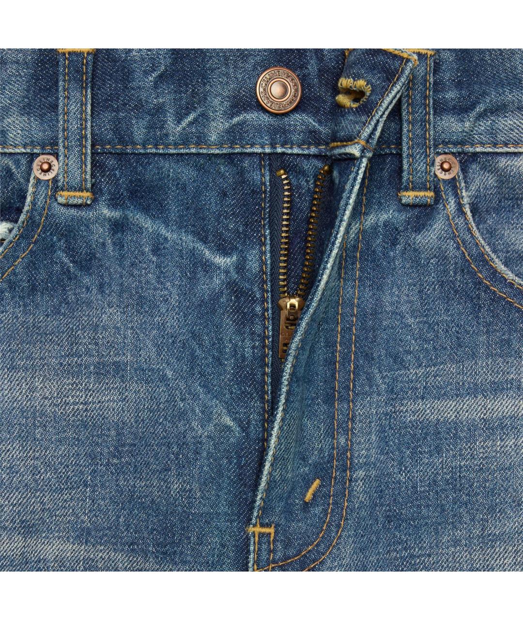 CELINE Синие хлопковые прямые джинсы, фото 4