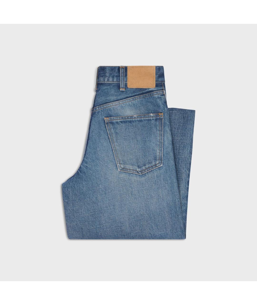 CELINE Синие хлопковые прямые джинсы, фото 2