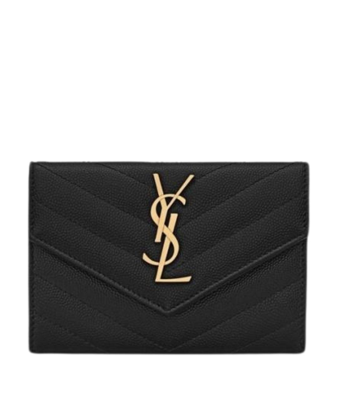 SAINT LAURENT Черный кожаный кошелек, фото 1