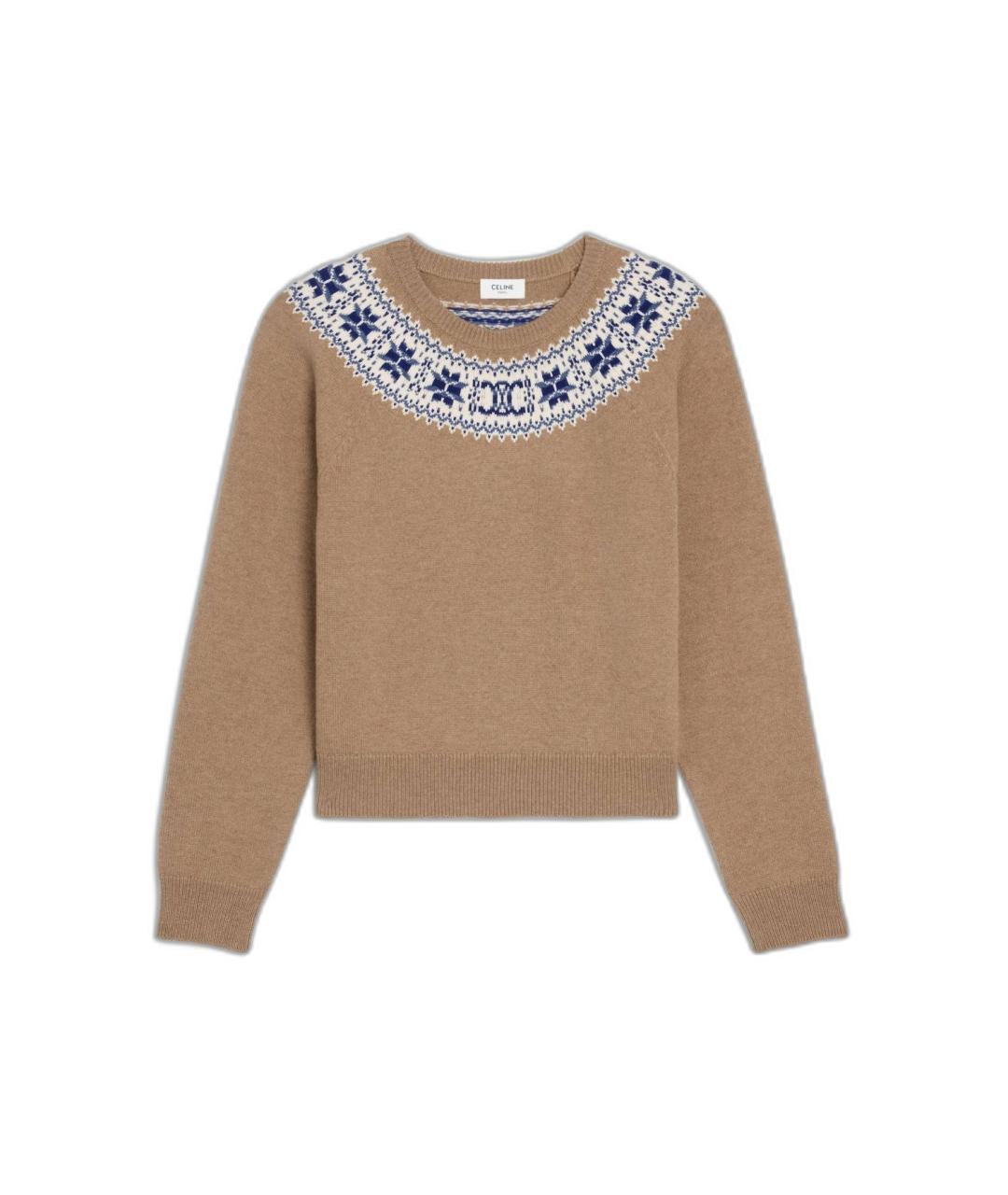 CELINE Бежевый кашемировый джемпер / свитер, фото 1