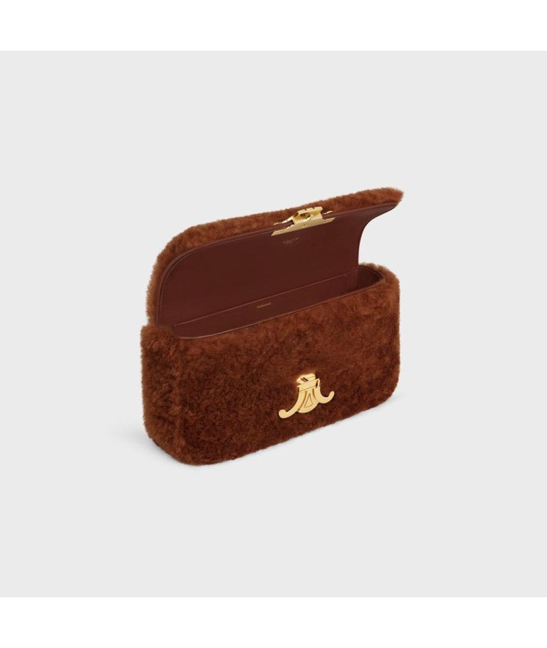 CELINE Коричневая меховая сумка через плечо, фото 4