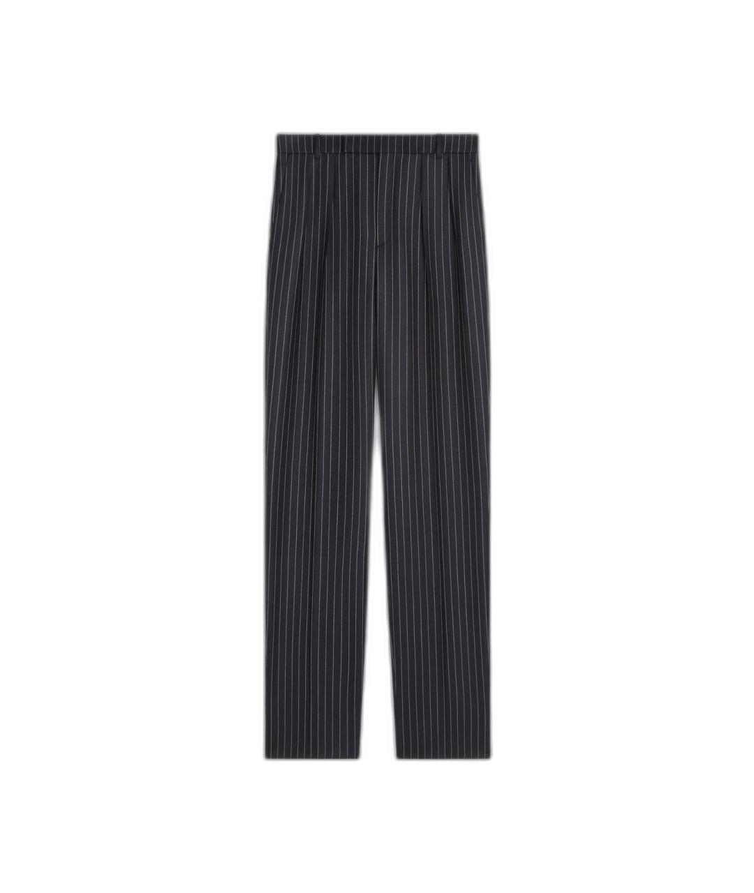 CELINE Синие шерстяные повседневные брюки, фото 1