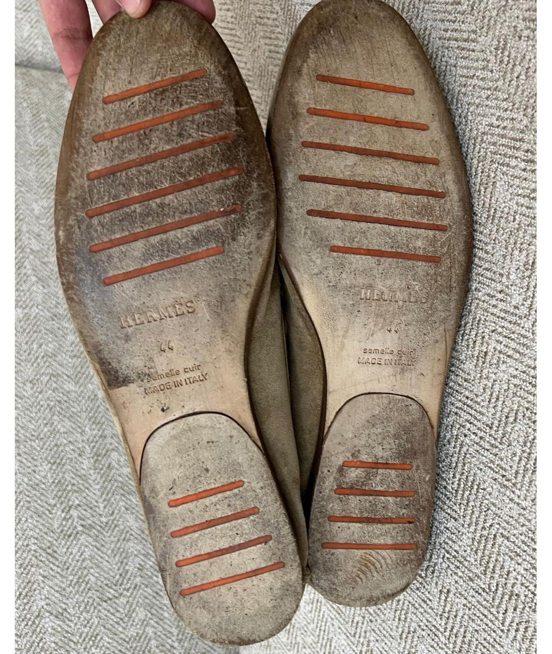 HERMES Бежевые замшевые туфли, фото 8