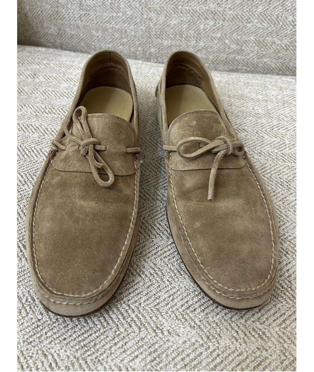 HERMES Бежевые замшевые туфли, фото 2