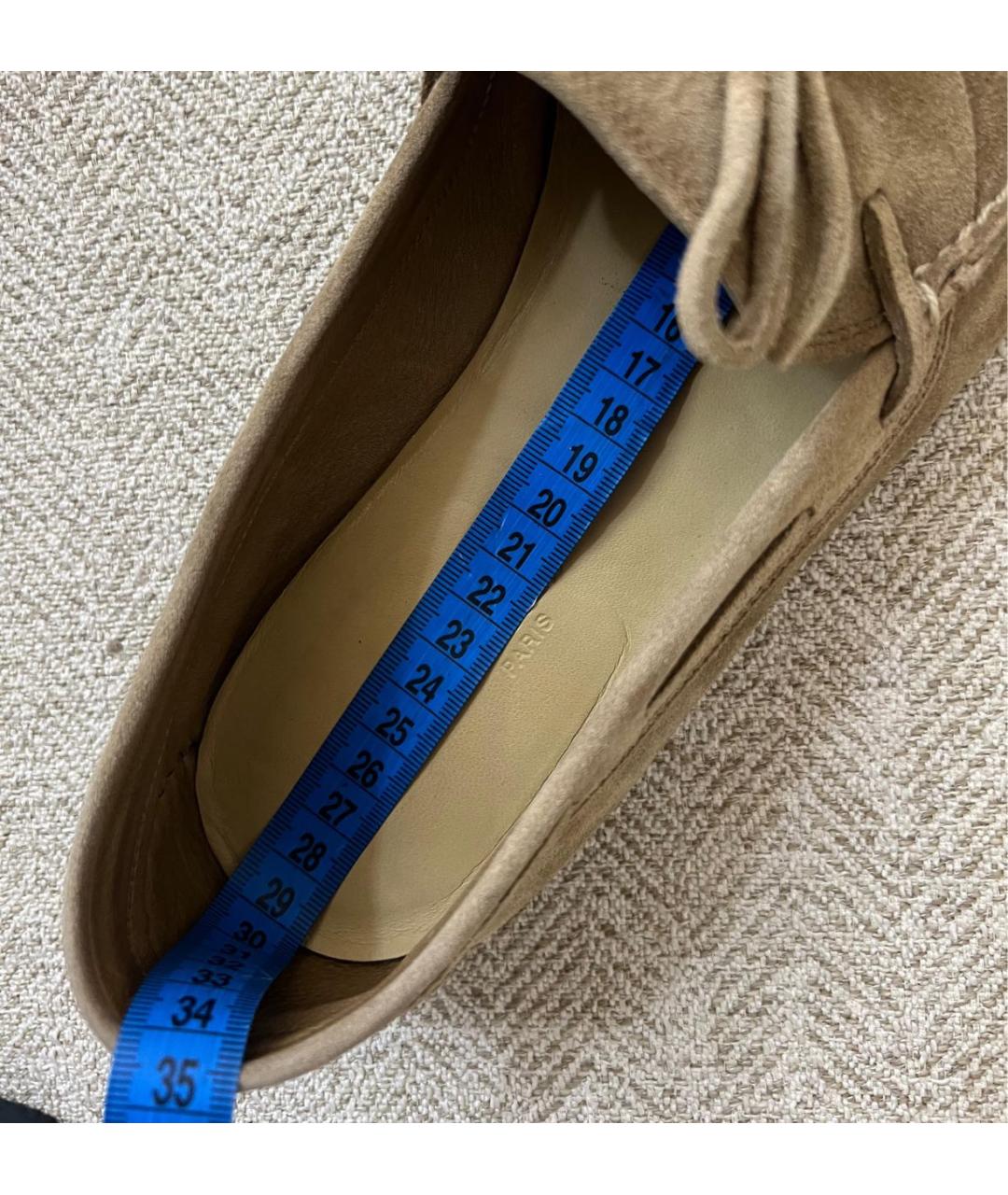 HERMES Бежевые замшевые туфли, фото 5