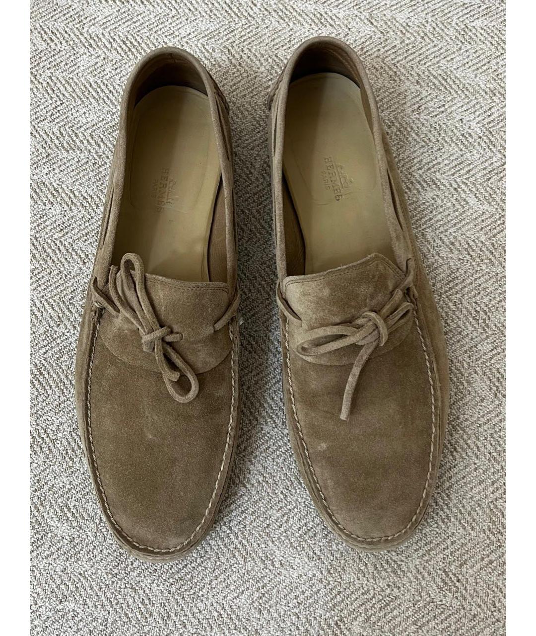 HERMES Бежевые замшевые туфли, фото 3