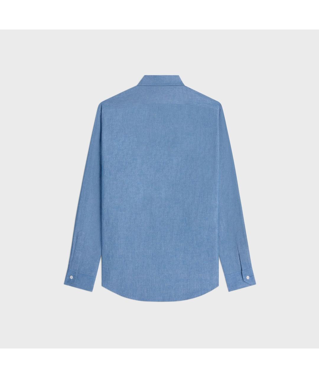CELINE Синяя хлопковая кэжуал рубашка, фото 2