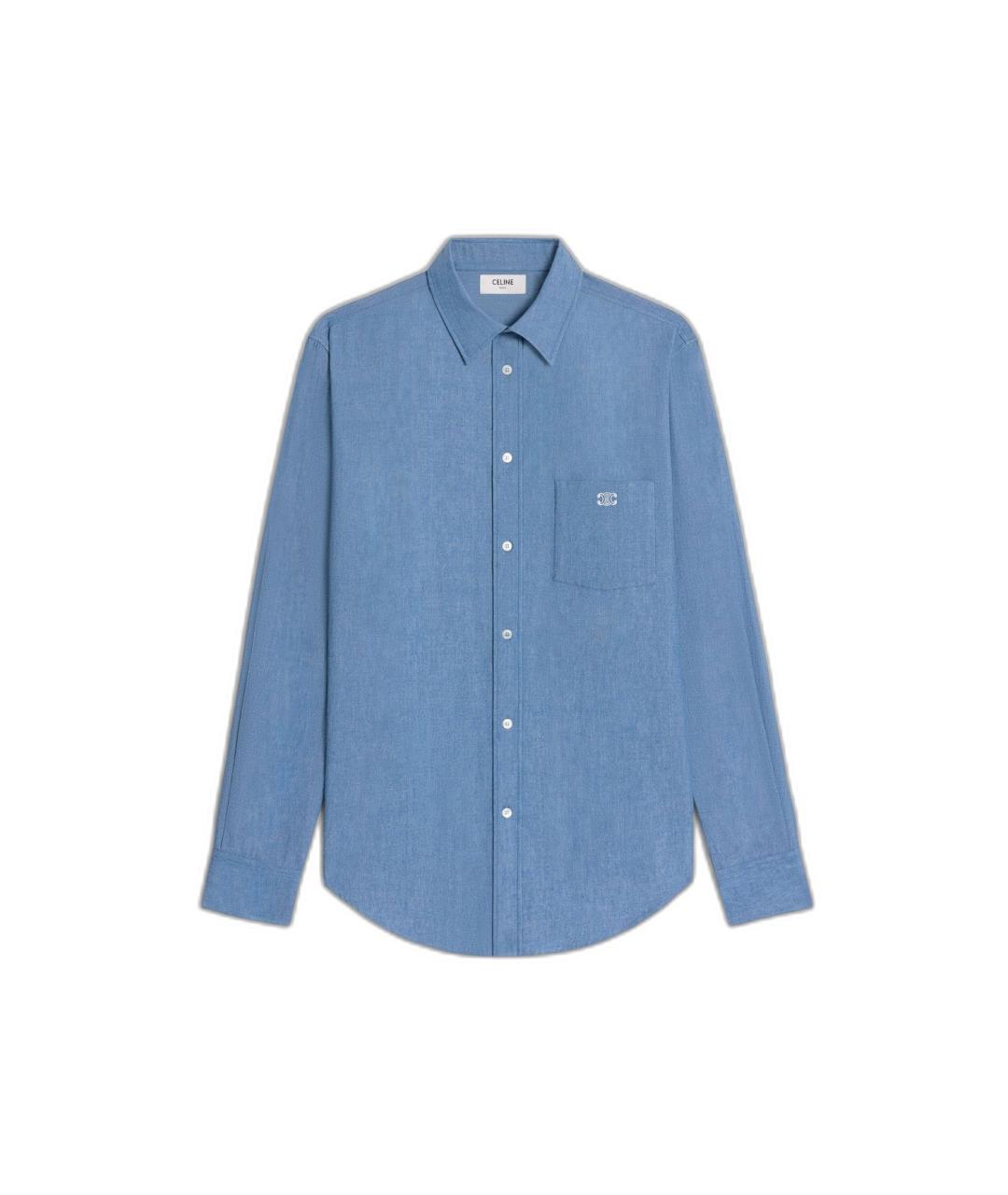 CELINE Синяя хлопковая кэжуал рубашка, фото 1