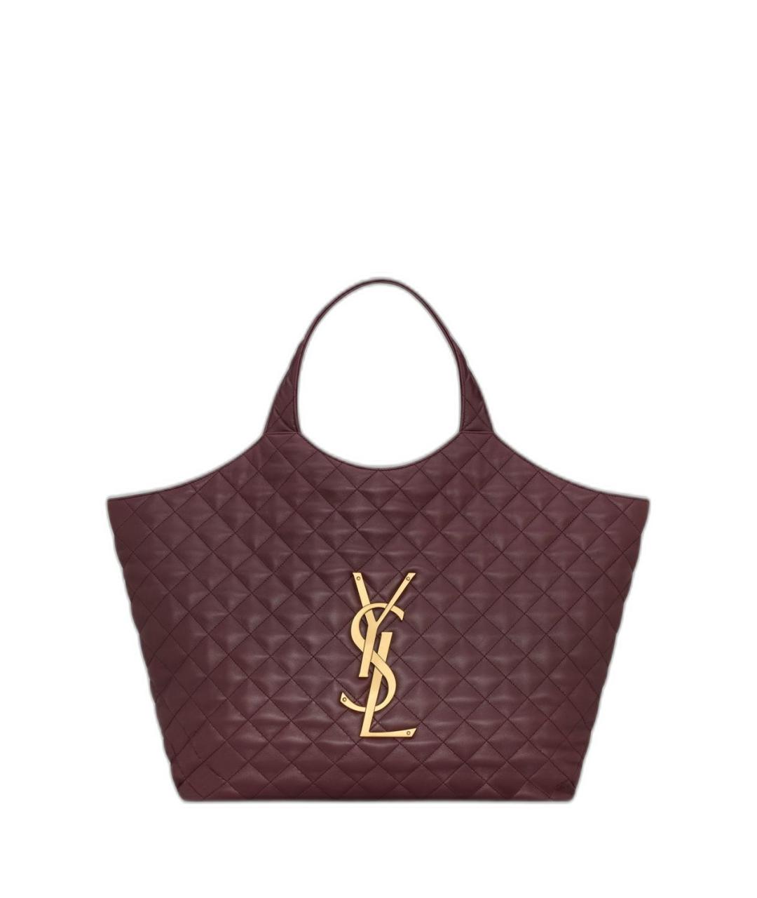 SAINT LAURENT Бордовая кожаная сумка тоут, фото 1