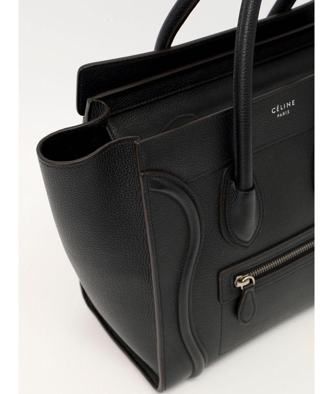 CELINE Черная кожаная сумка тоут, фото 5