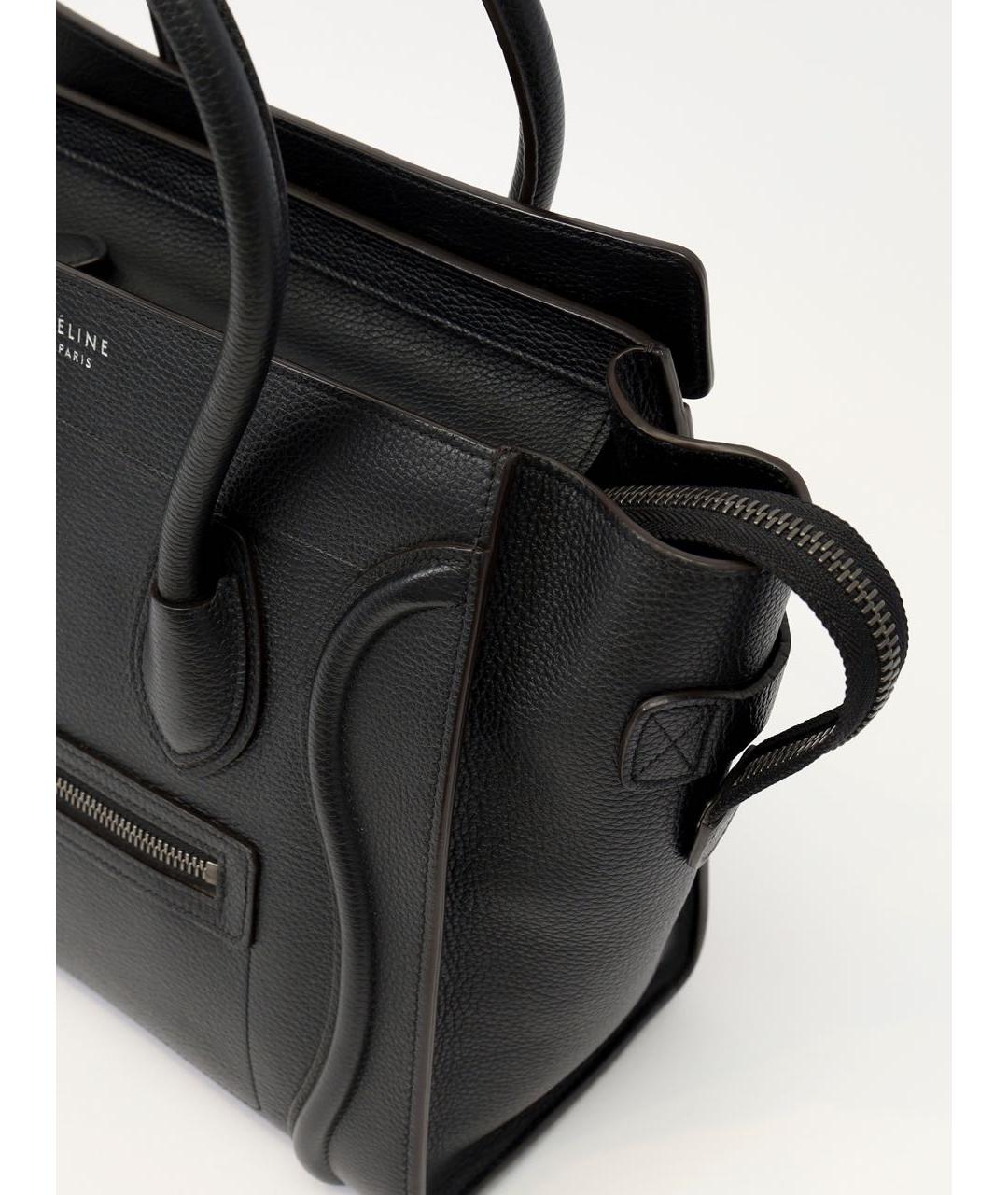 CELINE Черная кожаная сумка тоут, фото 6