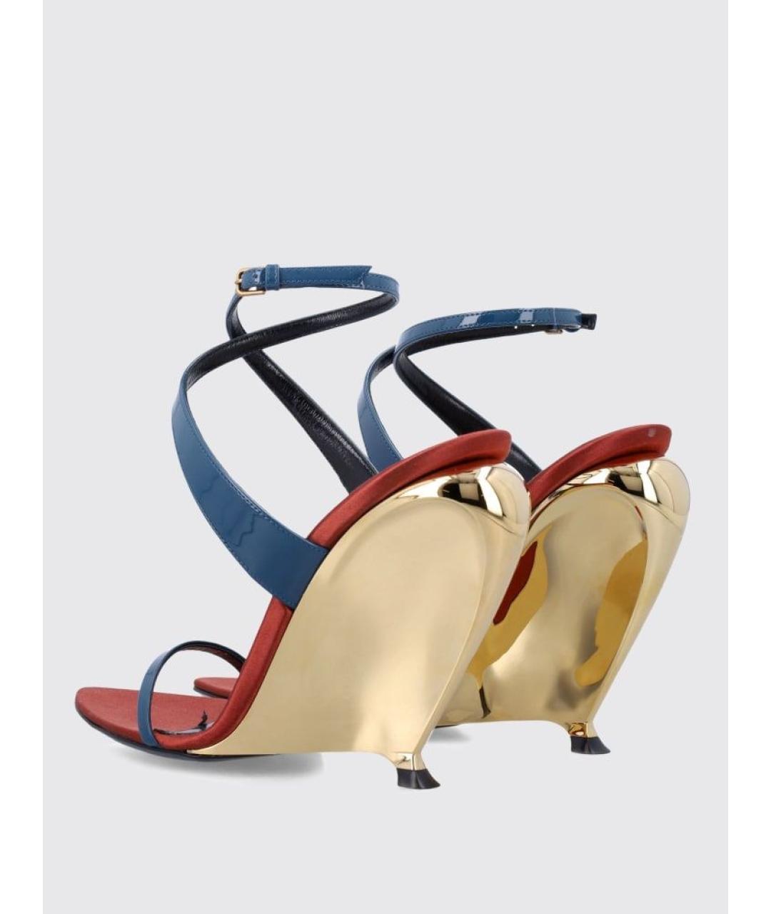 SAINT LAURENT Синие кожаные босоножки, фото 3