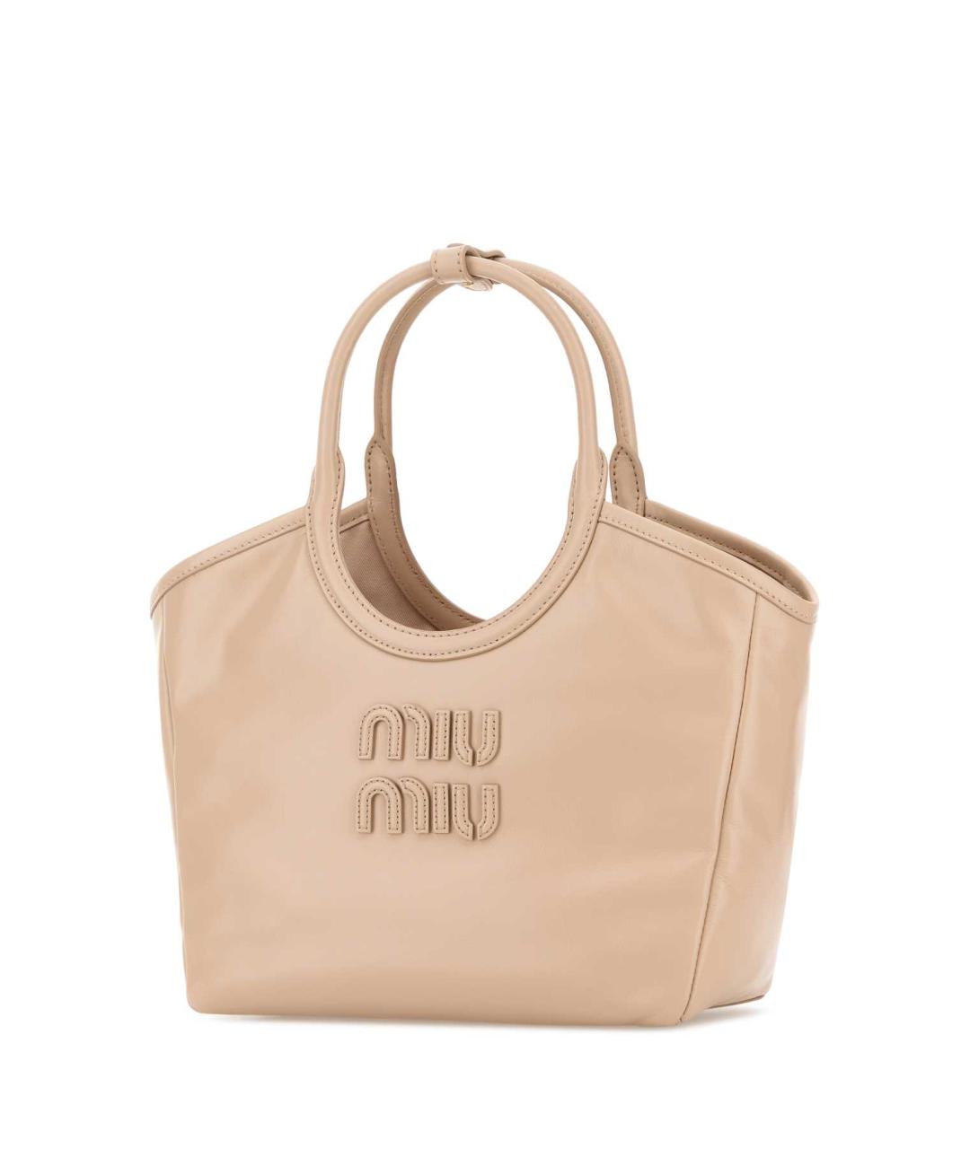 MIU MIU Бежевая кожаная сумка тоут, фото 2