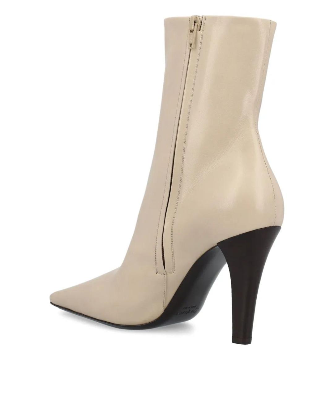 SAINT LAURENT Бежевые кожаные ботильоны, фото 4