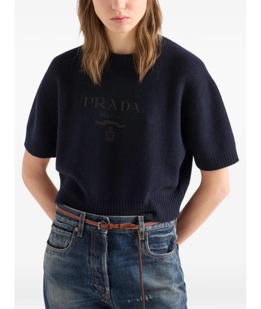 PRADA Темно-синяя кашемировая футболка, фото 3