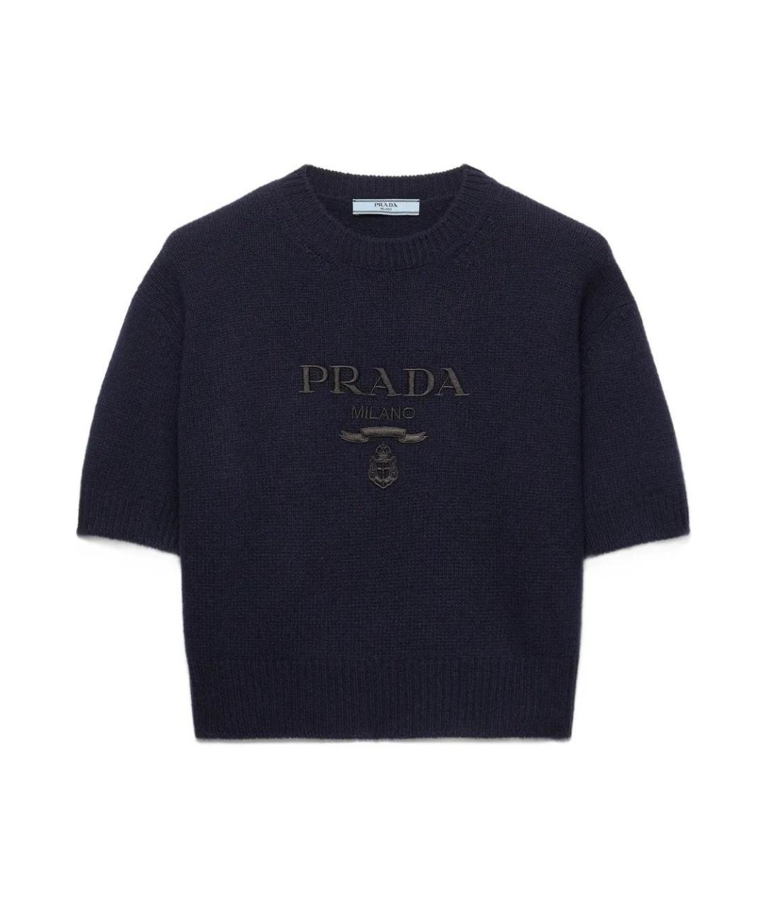 PRADA Темно-синяя кашемировая футболка, фото 1