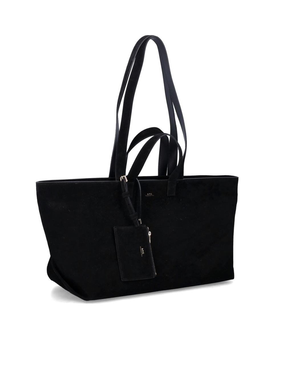 A.P.C. Черная кожаная сумка тоут, фото 2