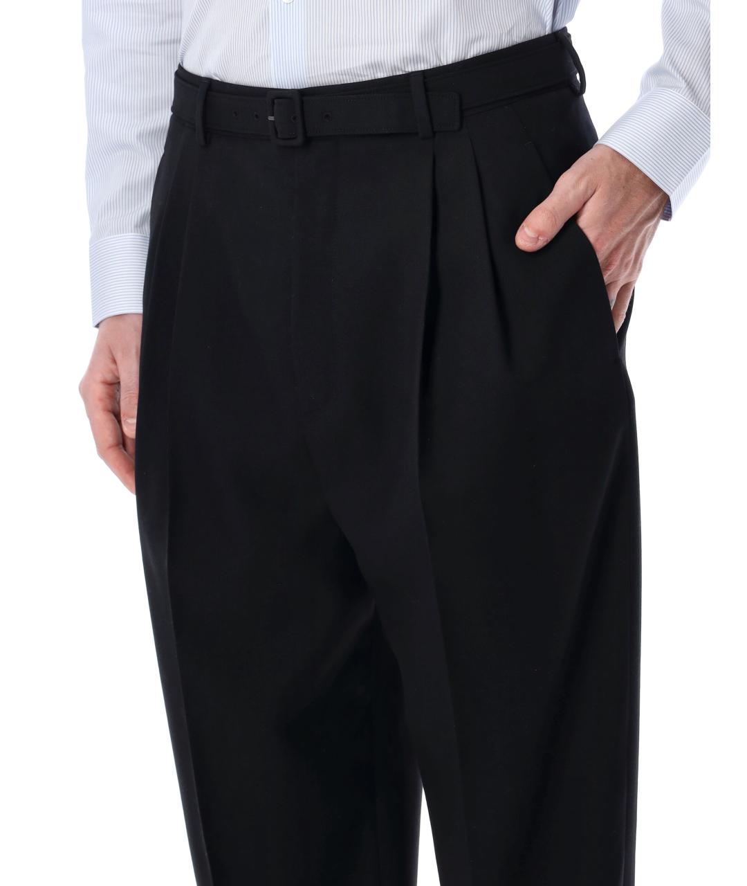 SAINT LAURENT Черные шерстяные повседневные брюки, фото 3