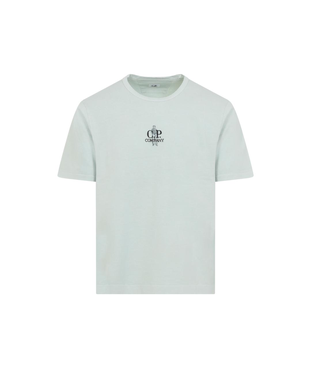 CP COMPANY Голубая хлопковая футболка, фото 1