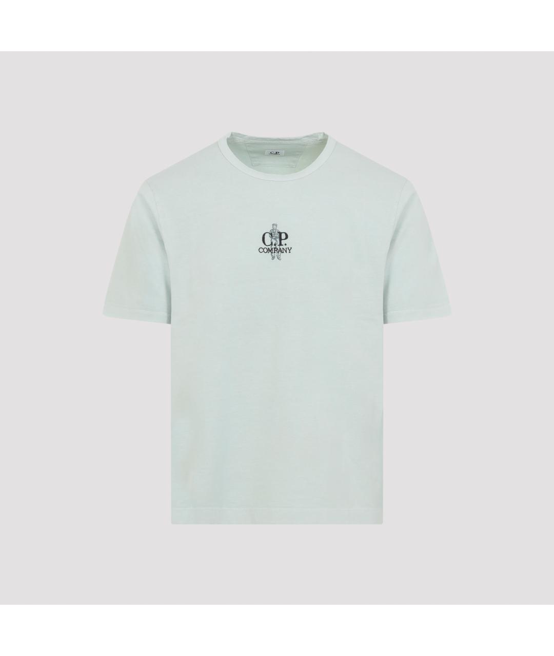 CP COMPANY Голубая хлопковая футболка, фото 2