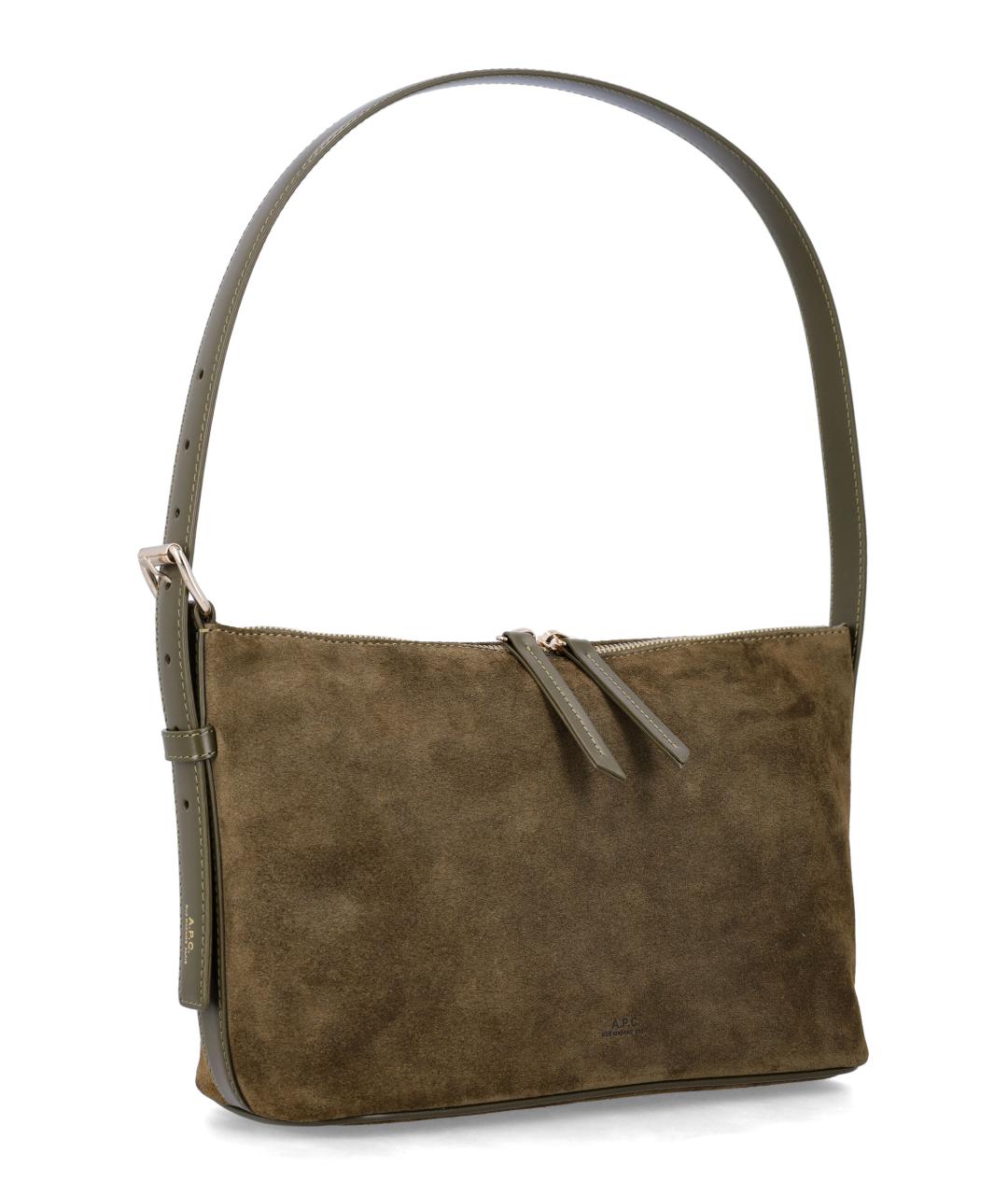 A.P.C. Хаки кожаная сумка через плечо, фото 2