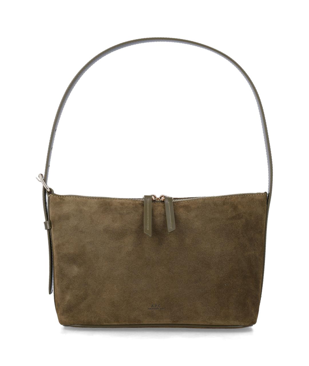 A.P.C. Хаки кожаная сумка через плечо, фото 1