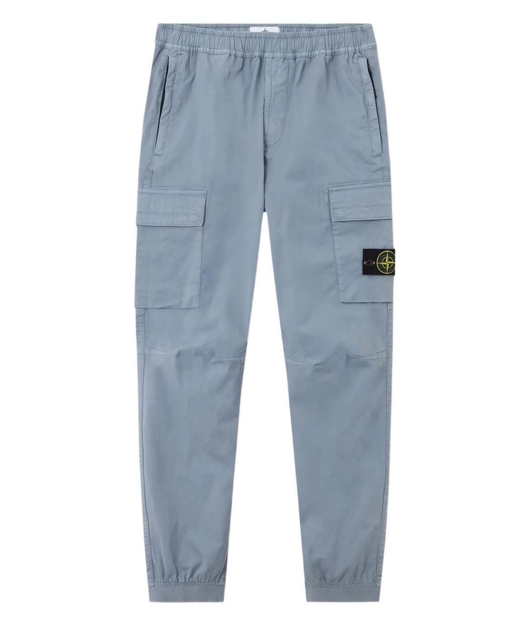 STONE ISLAND Синие полиэстеровые повседневные брюки, фото 1