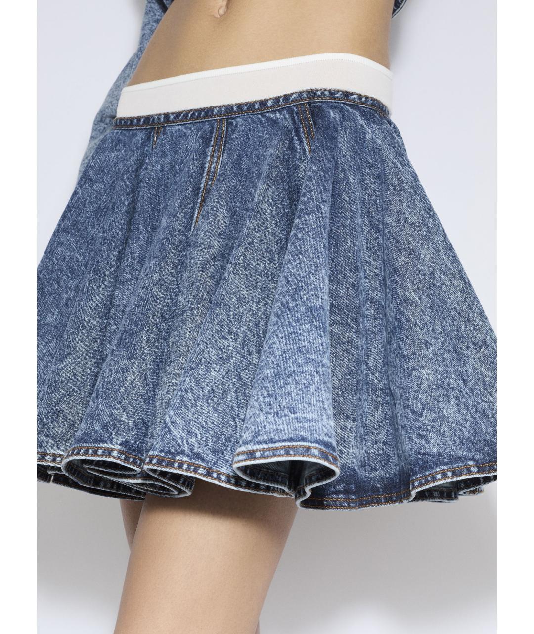 ALAIA Синяя хлопковая юбка мини, фото 5