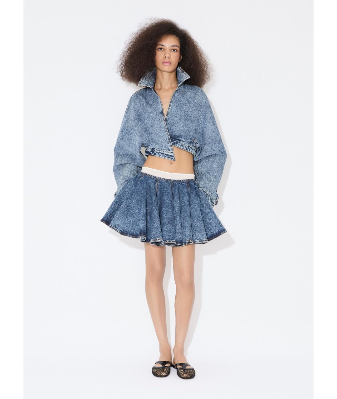 ALAIA Синяя хлопковая юбка мини, фото 2