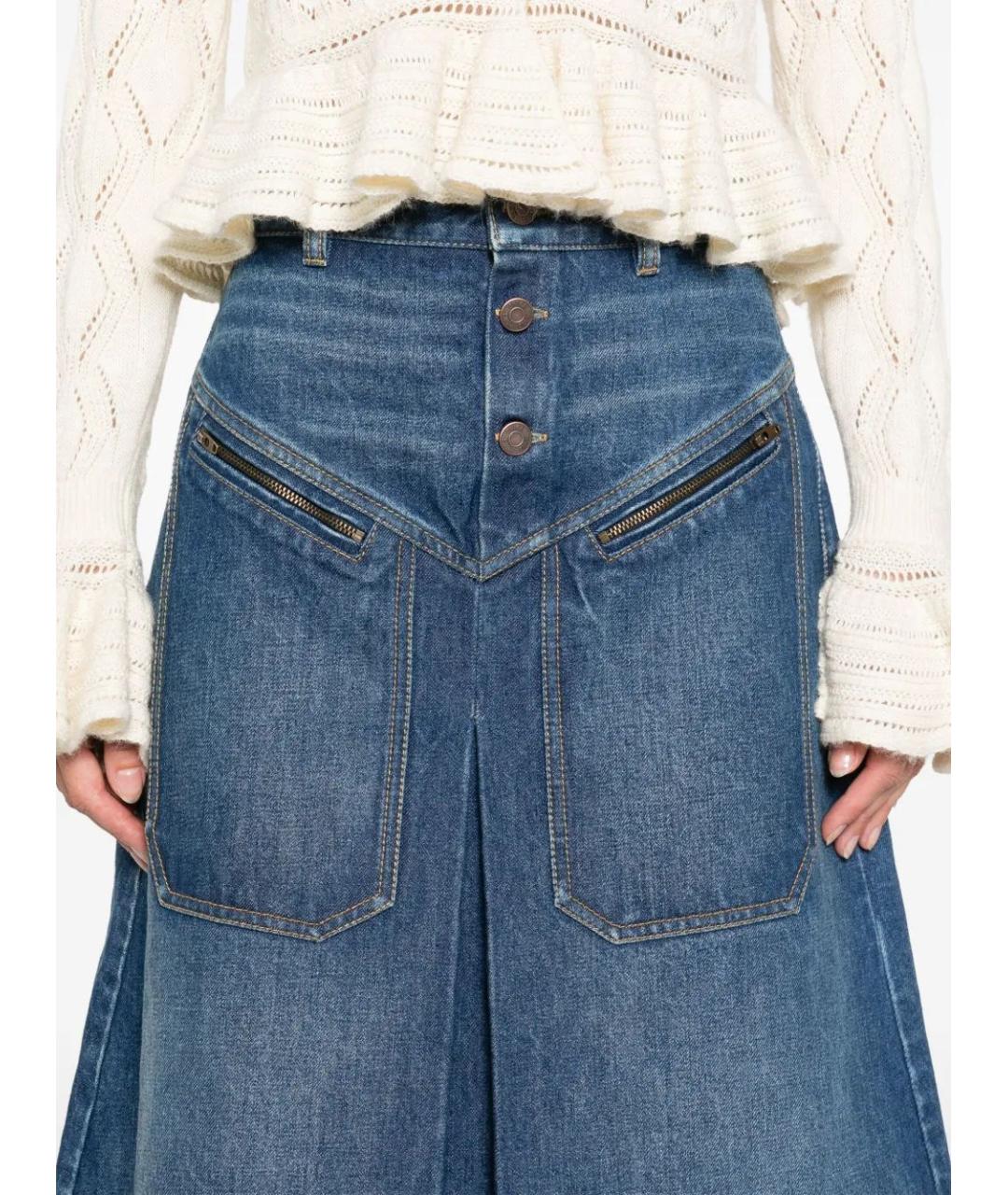 CHLOE Синяя хлопковая юбка миди, фото 5