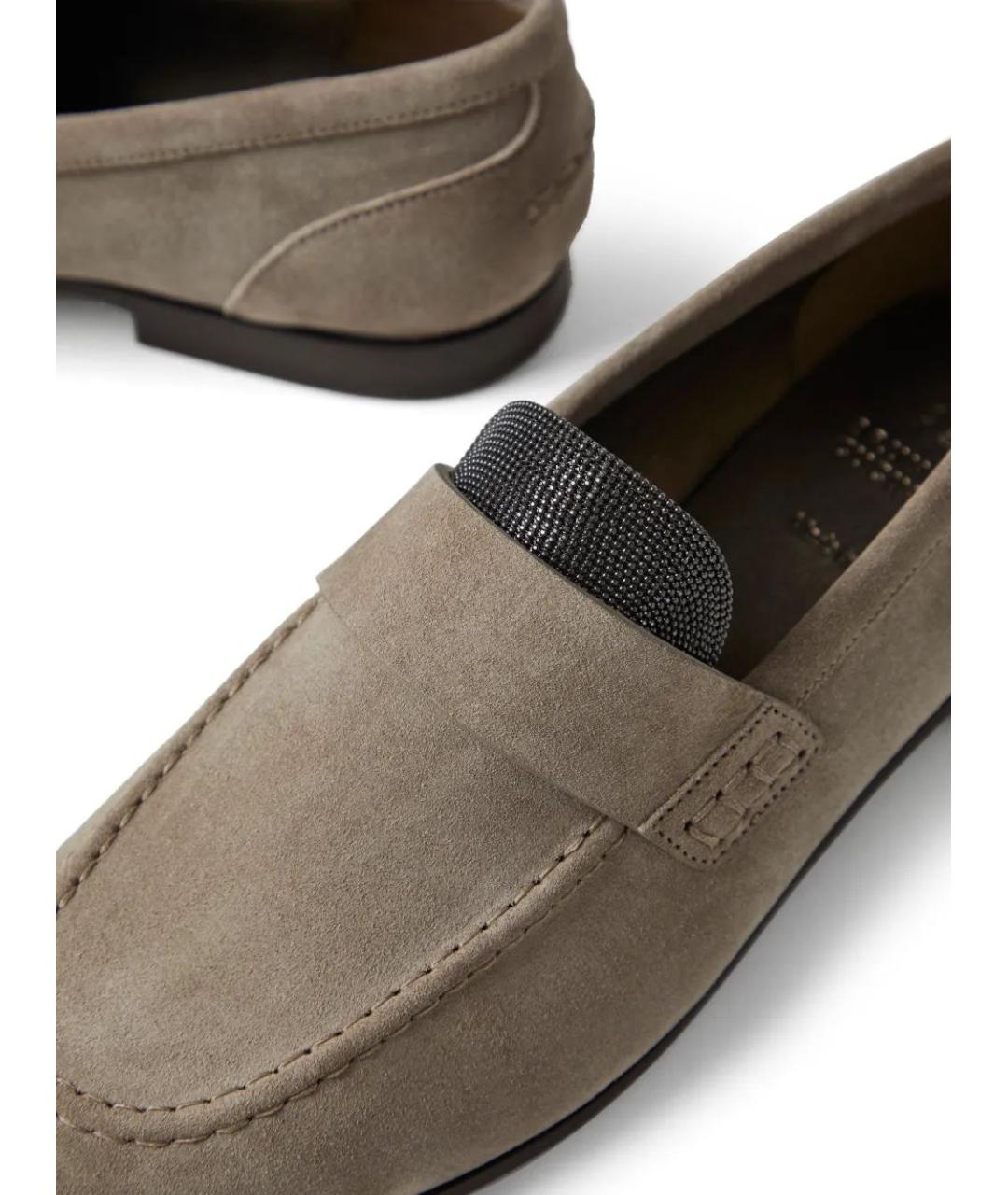 BRUNELLO CUCINELLI Бежевые замшевые лоферы, фото 4
