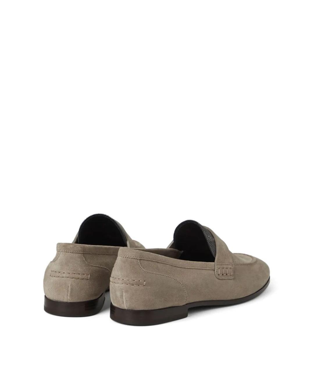 BRUNELLO CUCINELLI Бежевые замшевые лоферы, фото 3