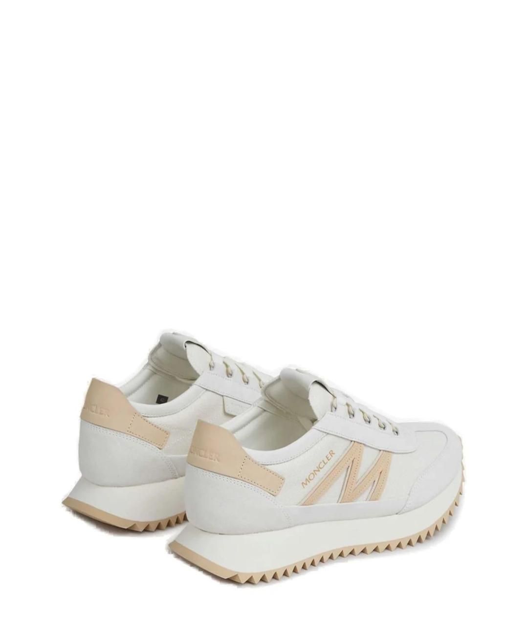 MONCLER Белые кожаные низкие кроссовки / кеды, фото 2