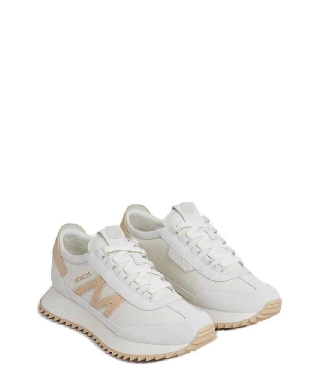 MONCLER Белые кожаные низкие кроссовки / кеды, фото 3
