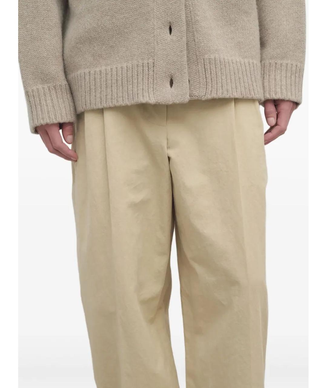 THE ROW Хаки хлопковые прямые брюки, фото 5