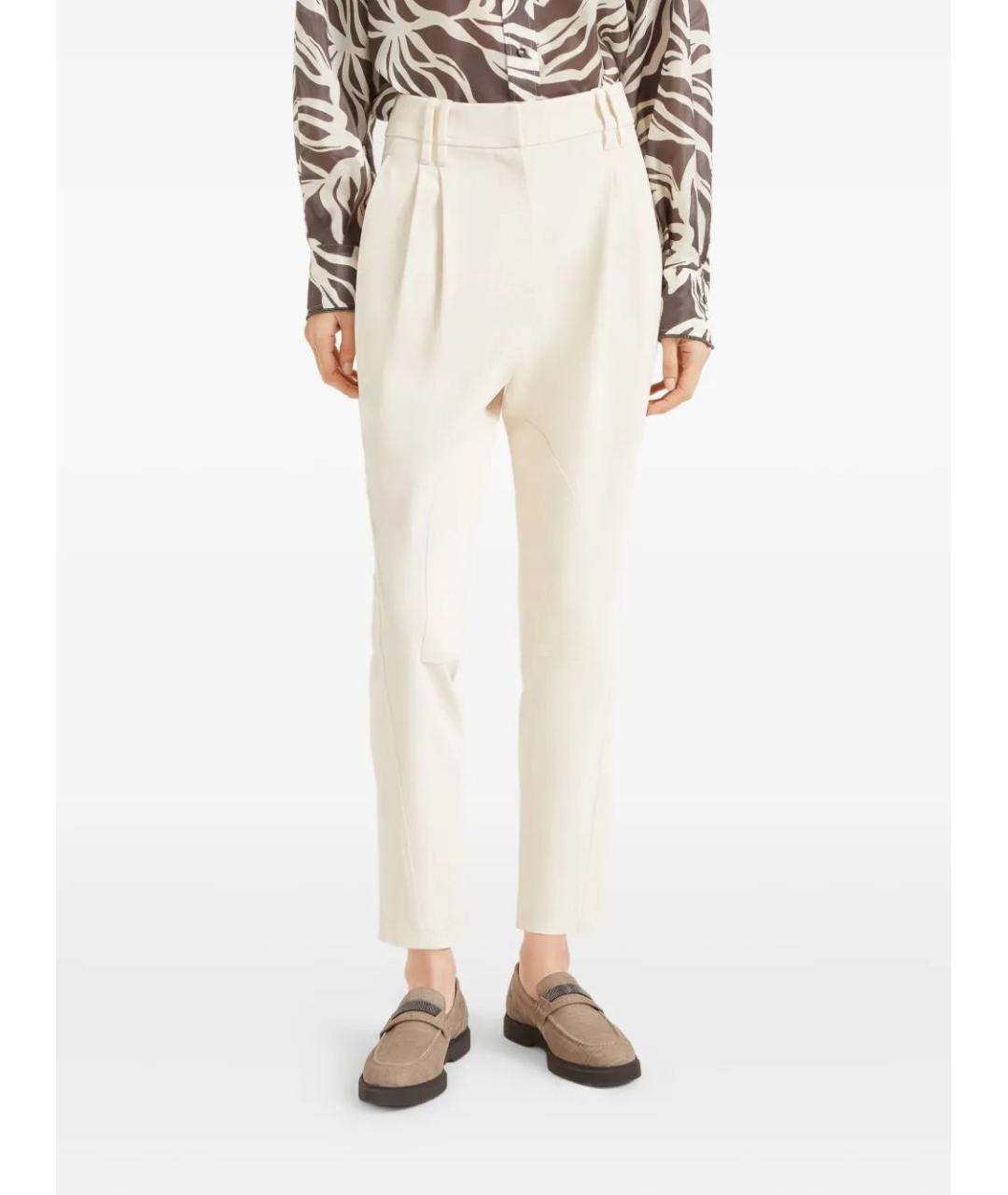 BRUNELLO CUCINELLI Бежевые шерстяные прямые брюки, фото 3