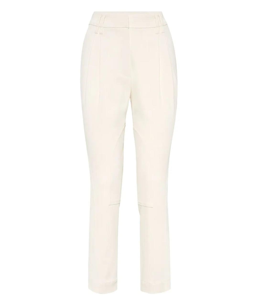 BRUNELLO CUCINELLI Бежевые шерстяные прямые брюки, фото 1