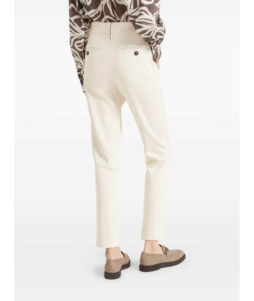 BRUNELLO CUCINELLI Бежевые шерстяные прямые брюки, фото 4