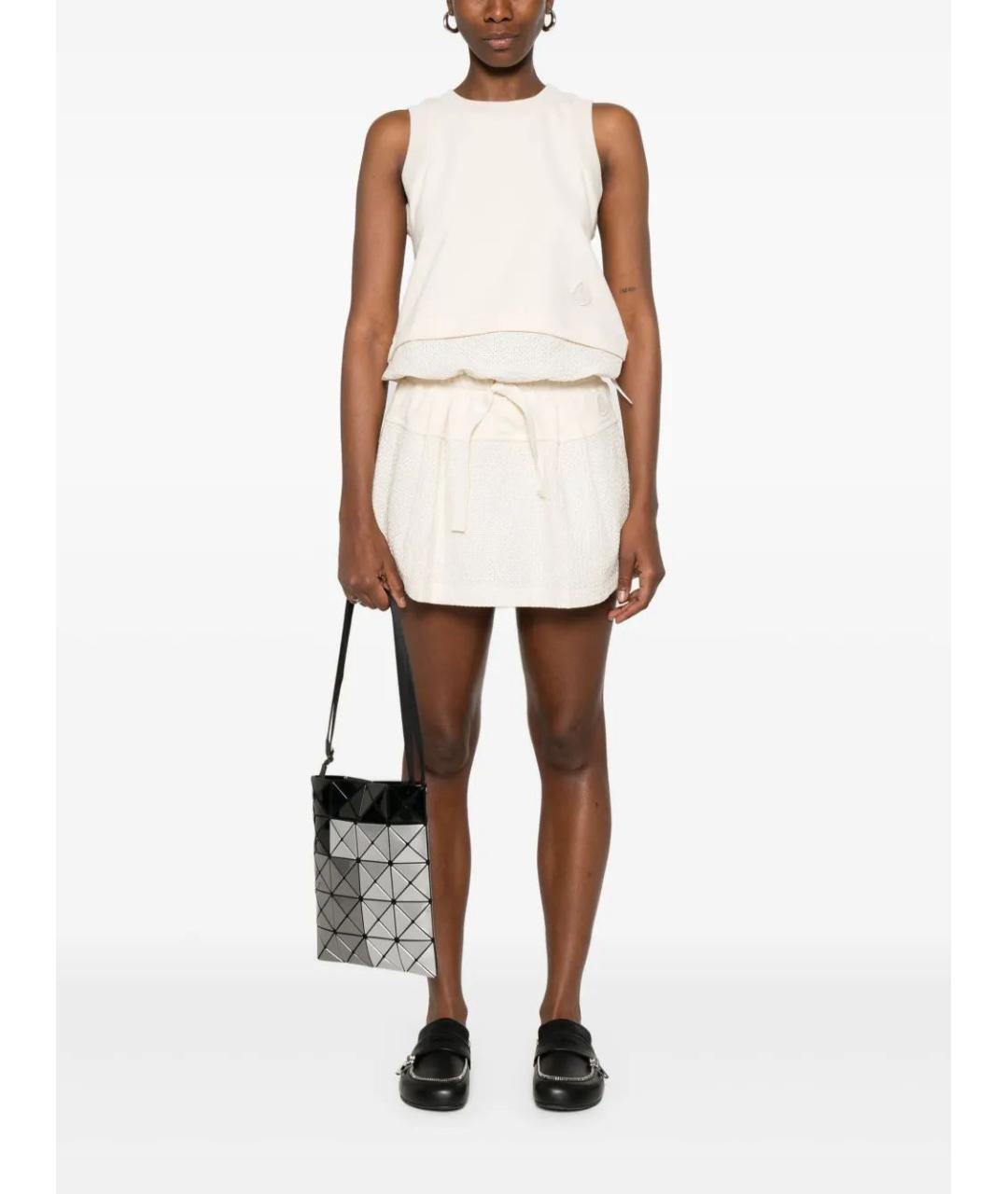 MONCLER Бежевая полиэстеровая юбка мини, фото 2