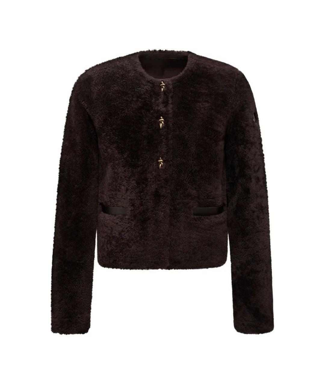 MONCLER Коричневая кожаная дубленка, фото 1