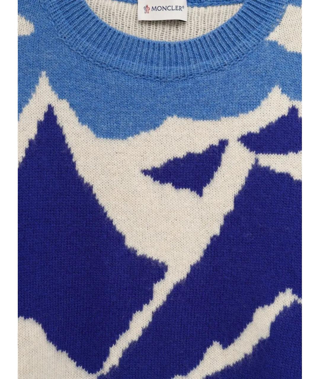 MONCLER Синий шерстяной джемпер / свитер, фото 3