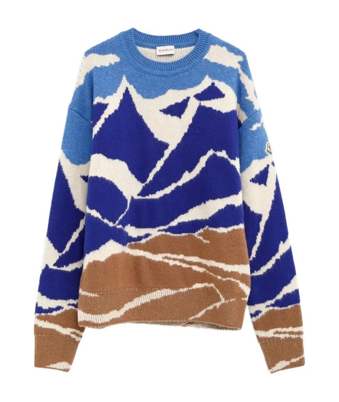 MONCLER Синий шерстяной джемпер / свитер, фото 1