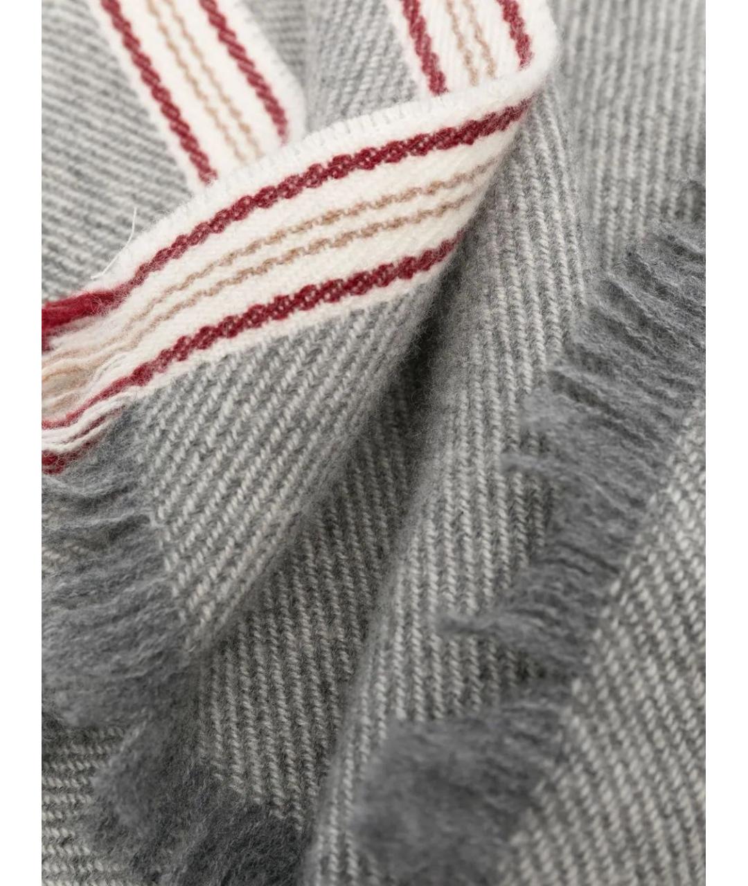 BRUNELLO CUCINELLI Серый кашемировый шарф, фото 2