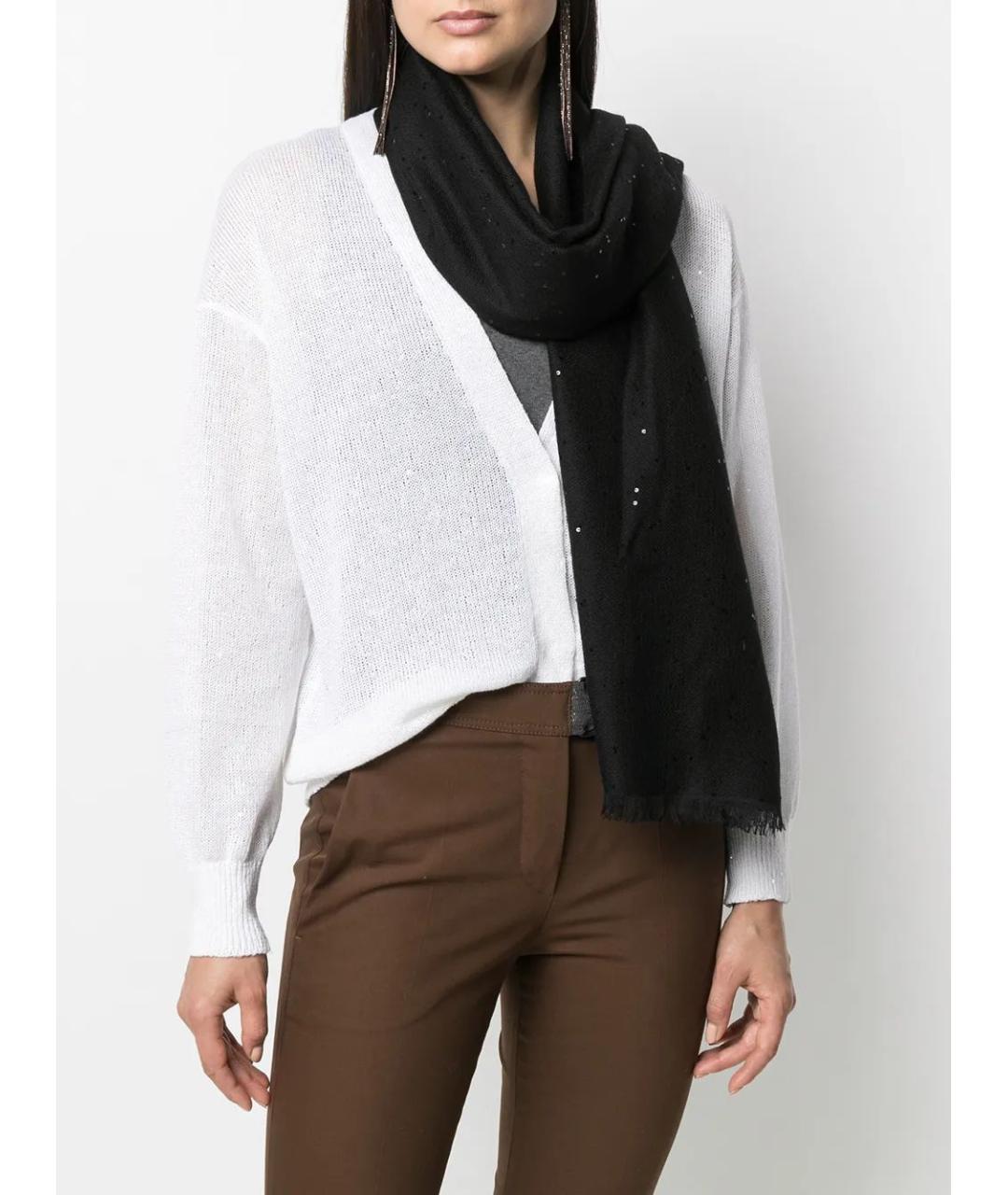 BRUNELLO CUCINELLI Черный кашемировый шарф, фото 2