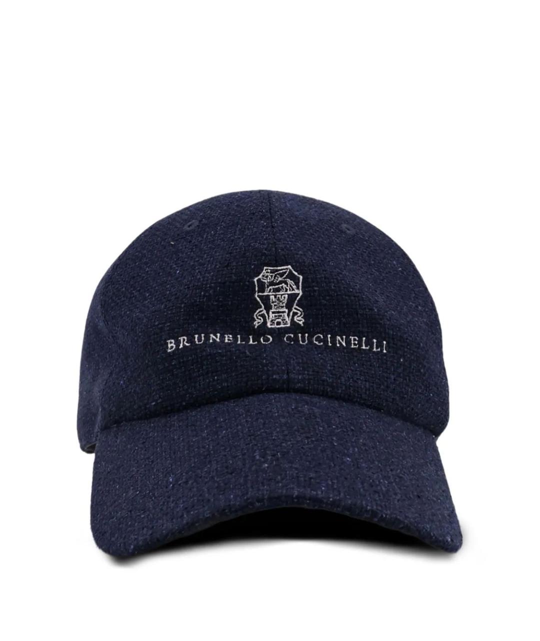 BRUNELLO CUCINELLI Темно-синяя льняная шапка, фото 1
