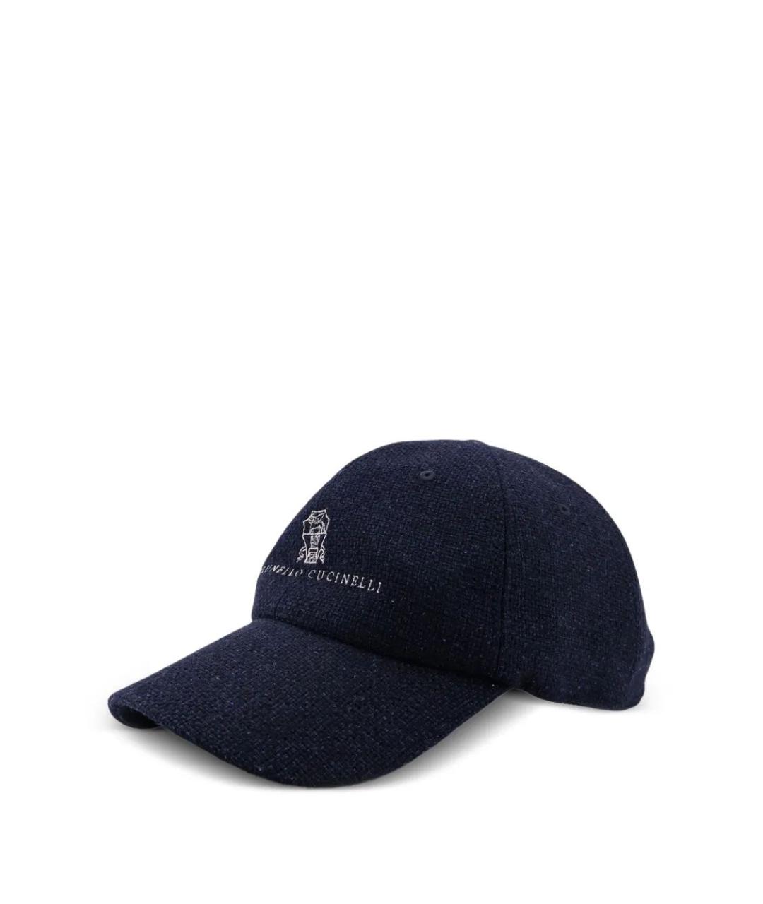 BRUNELLO CUCINELLI Темно-синяя льняная шапка, фото 3