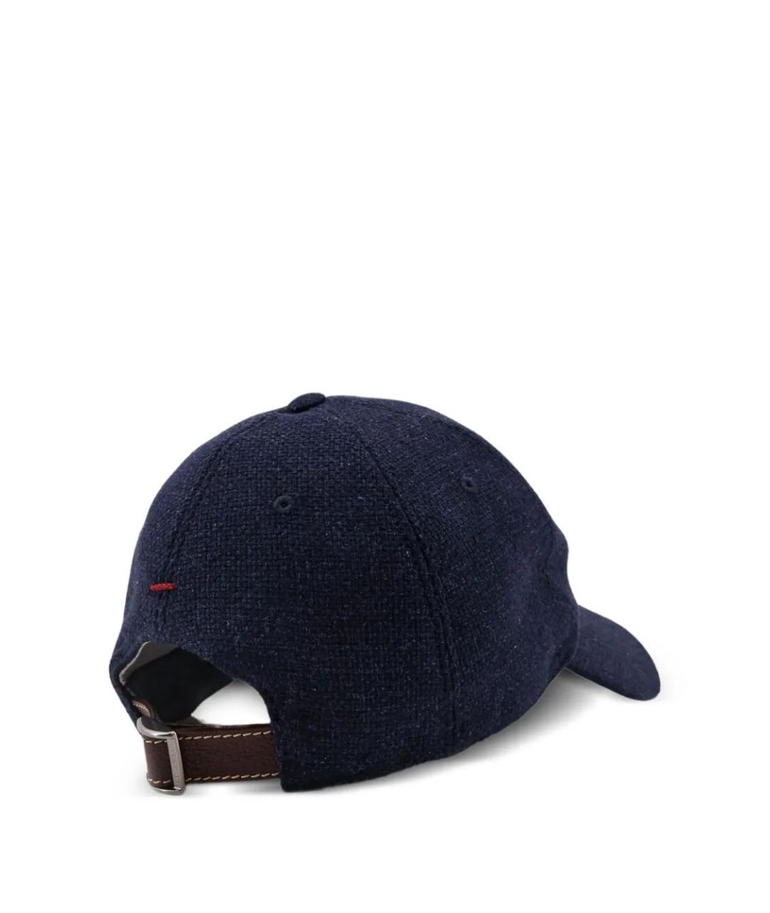 BRUNELLO CUCINELLI Темно-синяя льняная шапка, фото 2