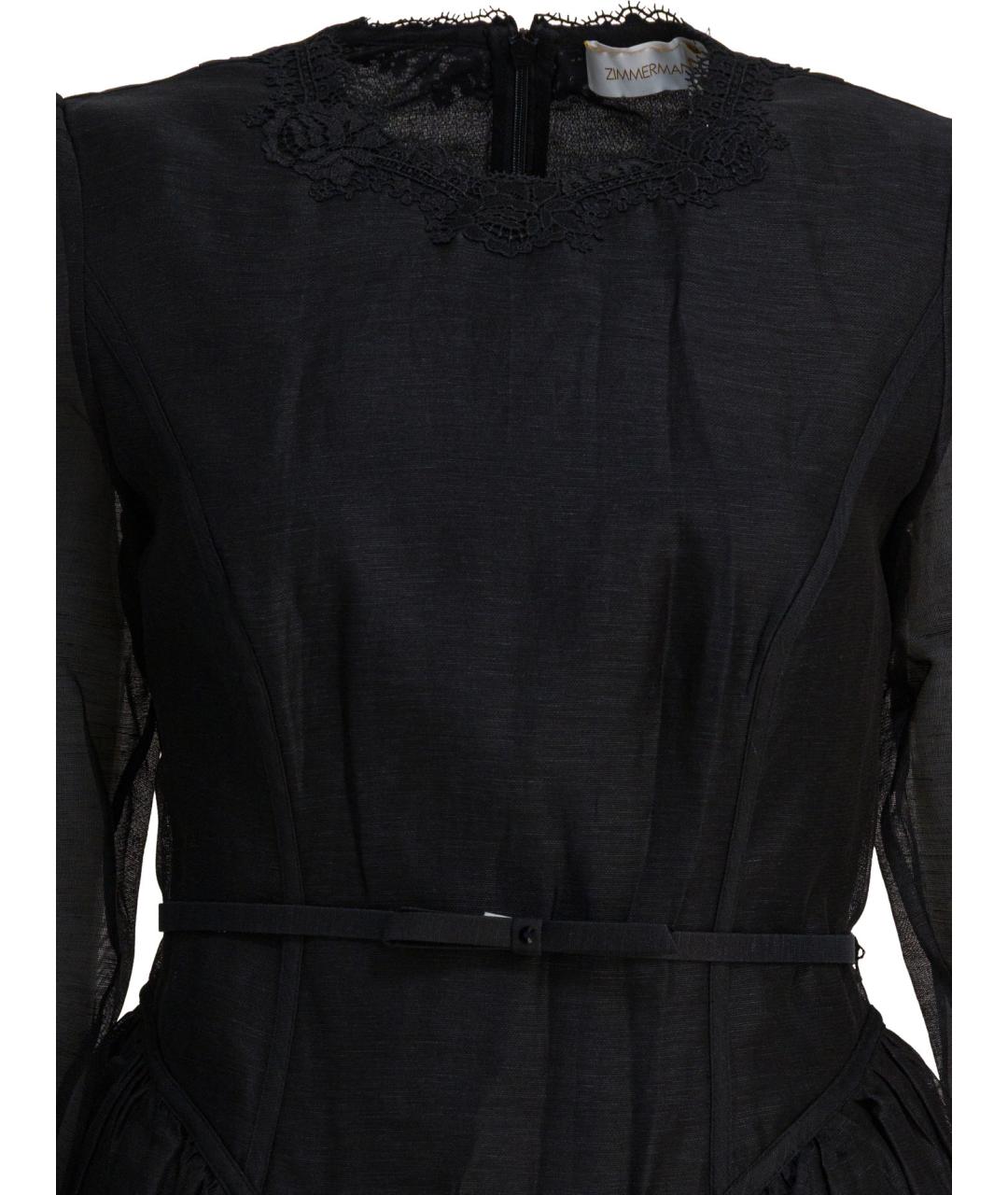 ZIMMERMANN Черное льняное вечернее платье, фото 3