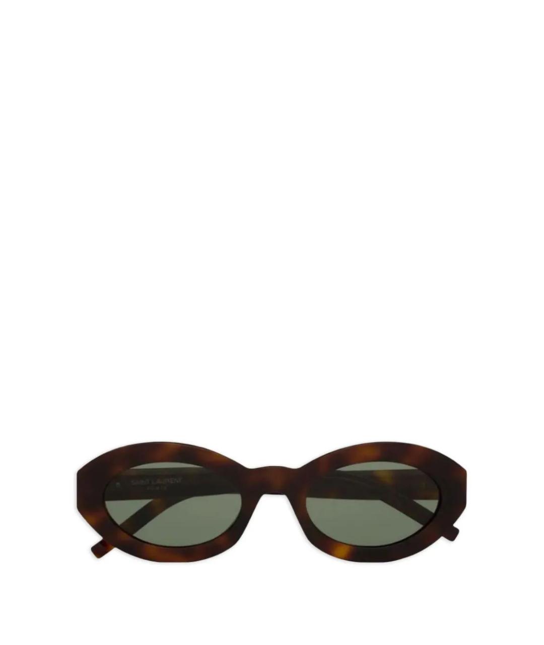 SAINT LAURENT Коричневые пластиковые солнцезащитные очки, фото 2