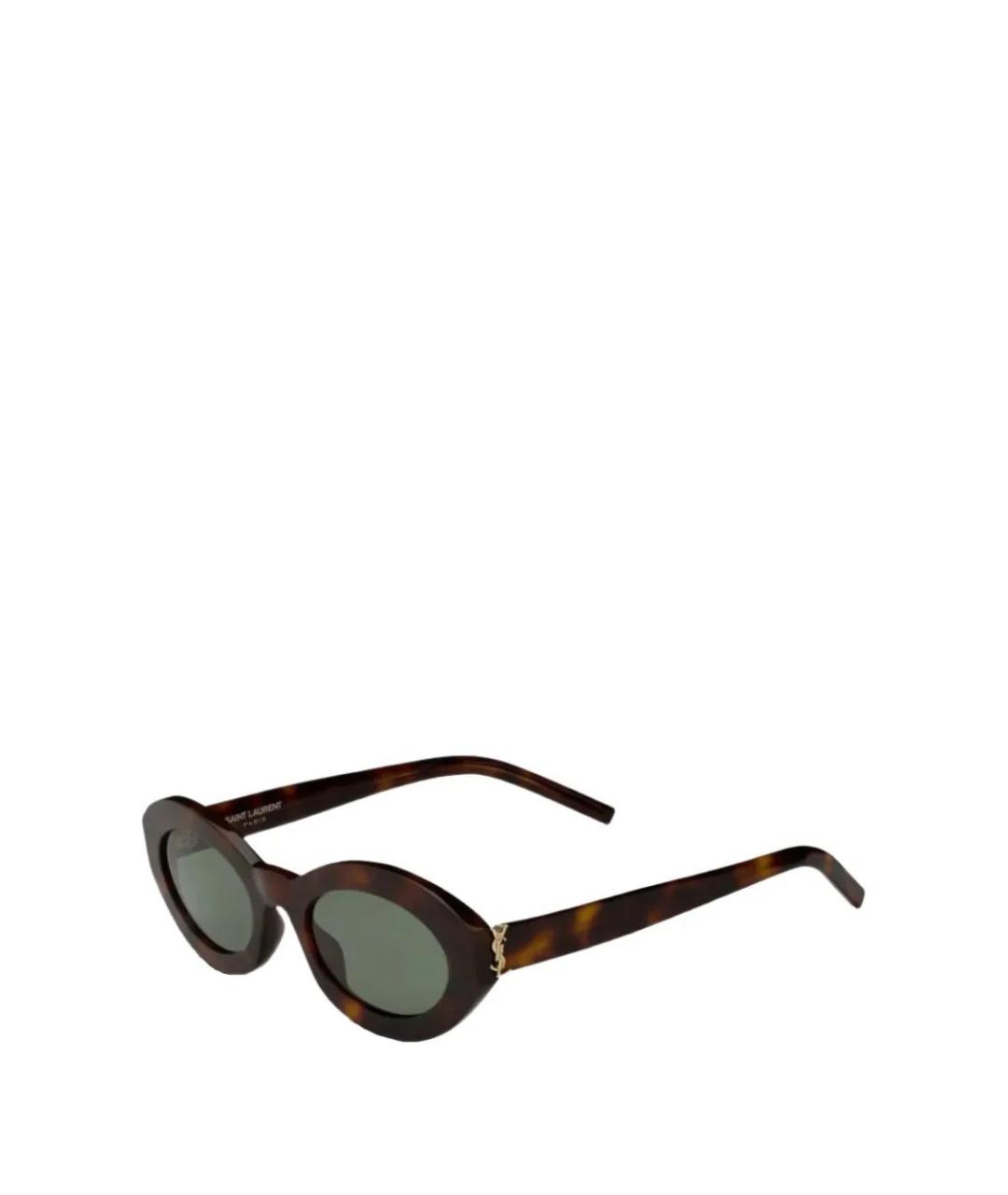 SAINT LAURENT Коричневые пластиковые солнцезащитные очки, фото 1